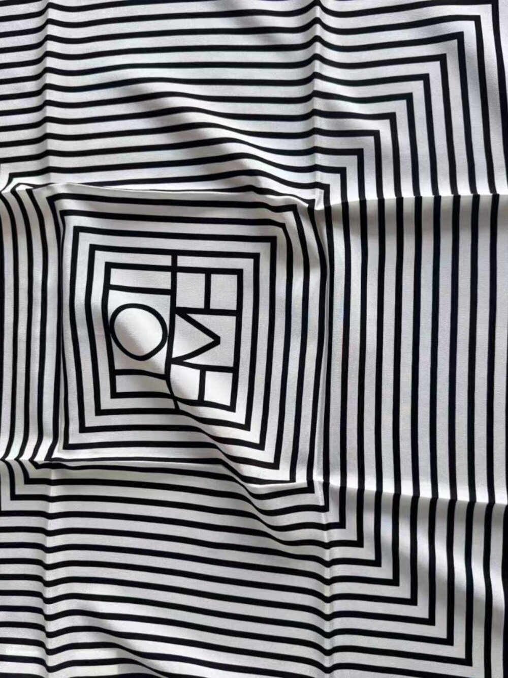 Toteme Monogram Stripe Silk Square Scarf Black White - Picture 9 of 9